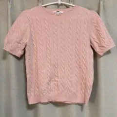 UNIQLO クルーネックセーター 半袖 ピンク Mサイズ