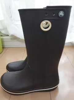 【未使用】クロックス ❤️ crocs ロングレインブーツ ダークブラウンW5