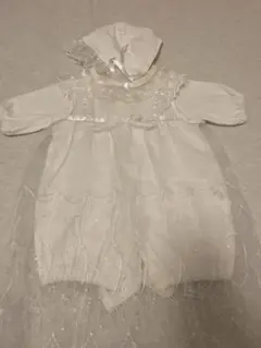 ホワイト フリル付き ベビードレス