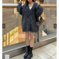 GRL ウール混ロングシャギーニットカーディガン