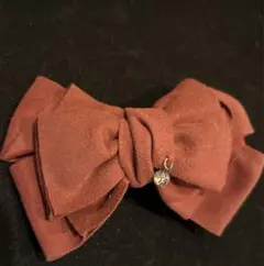 ヘアクリップ　リボン　くすみワインレッド色　即購入OK