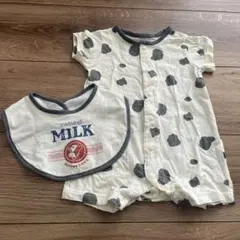 ベビザらス ベビーロンパース スタイ セット 50-60半袖 牛柄