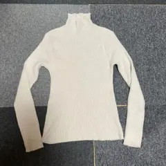 GRL ハイネック リブニット トップス オフホワイト 長袖 上品 オフィス L