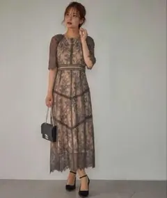 美品☆ドリードール 結婚式 パーティードレス ロング丈 総レース サイズ38