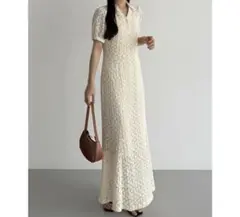 【callalutia】レースワンピース/ポロワンピース/アイボリー