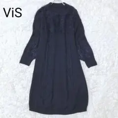 ビス レディースワンピース ネイビー F 長袖 ニットワンピース 大人カジュアル