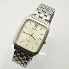 良品 稼働 セイコー メンズ 腕時計 1998年製 ヴィンテージ 青針 トノー 