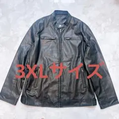 ★メンズ ライダース レザージャケット ブラック 3XL★