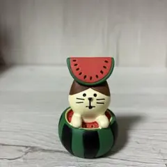 デコレ コンコンブル 猫 スイカ 置物
