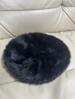 黒い　ファーベレー帽　フワフワ