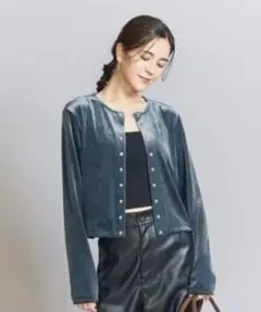 【新品タグ付き】BEAUTY&YOUTH ベロア カーディガン