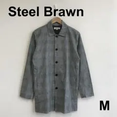 A0724B06【SteeL Brawn】麻混チェック柄コートのサムネイル