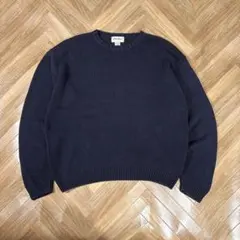 90s白タグ エディーバウアー 肉厚コットンニット ネイビー ミドルゲージ