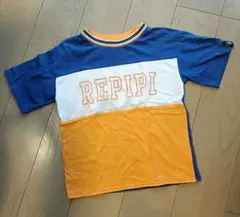 REPIPI ARMARIO 切り替えTシャツ ブルー×ホワイト×オレンジのサムネイル