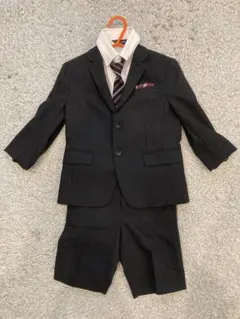 フォーマルスーツ 110cm ストライプ 黒 ネクタイ付き