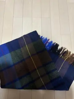 チェック柄マフラー ネイビー ブラウン
