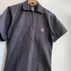 アメリカ古着 90s ベンデイビス ハーフジップ 半袖 ワークシャツ チャコール