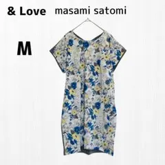 新品タグ付 アンドラブ & Love チュニック ワンピース M 花柄 異素材