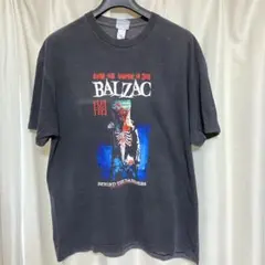 ビンテージBALZAC黒グラフィック、バンT made in USA、L美品 ビンテージBALZAC黒グラフィック、バンT made in USA、L美品