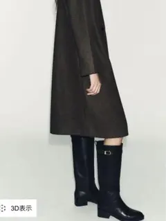 ZARA バックル付きレザー ロングブーツ　38