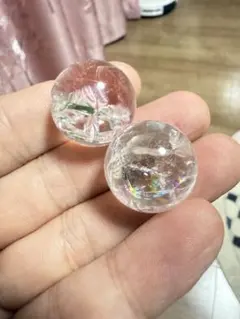 【虹ギラギラヒマラヤ水晶 丸玉 珠サイズ22mm 台座付き浄化 】天然石　水晶