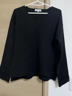 しまむらCLOSSHI Vネックニット 長袖 ブラック M