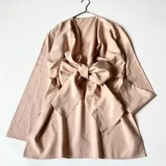 【希少美品】ヨーガンレール　シルク100％ 変形ブラウス リボン ベージュ Mのサムネイル