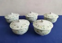 有田焼　鶴松作　蓋つき　湯呑み　5客セット