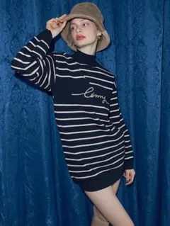 eimy istoire クラシックeimyボーダーオーバーニットミニワンピース