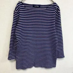 EAST BOY ネイビー・ピンク ボーダー 七分袖カットソー サイズ11