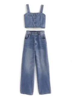 《即購入可》GRL ビスチェ×ワイドパンツデニムセットアップ（qu49）