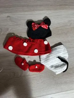 ミニーマウス風ニット帽セット