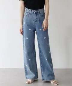 ハート刺繍デニム　バレエコア ザラ　グレイル　クラシカルエルフ　ノスタルジア