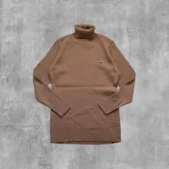 タートルニット ウール混 ベージュ LACOSTE 古着 リブニット ハイネック