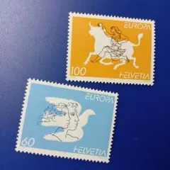 8245 外国切手 スイス 平和と自由 1995年 ハトと二人の人物2種