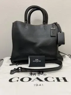 ✨　コーチ ローグ ショルダーバッグ 2way 3室 レザー ブラック　保存袋