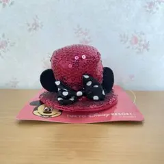 ミニーマウス 耳付きピンク帽子パッチン