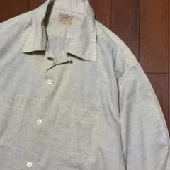 50s60sビンテージNATIONAL開襟オープンカラーシャツ黄XL古着メンズ