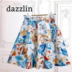 『dazzlin』フレア スカート ひざ丈【S】ホワイト 水彩 花柄 コットンのサムネイル