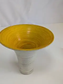 白　黄色　バイカラー　陶器 花瓶 フラワーベース イエロー ホワイトのサムネイル