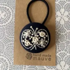 刺繍ヘアゴム hand made mauve