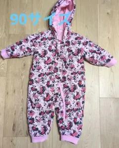 ミニーマウス柄 ベビー用ジャンプスーツ　ミニーちゃん　ピンク　90