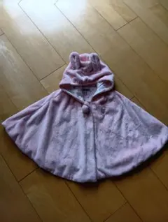 ミキハウス　ウサギ耳フード付きベビーポンチョ