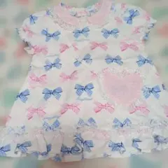 メゾピアノ　リボン柄半袖Tシャツ