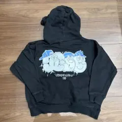 DC SHOES キッズ パーカー ブラック バックプリント プルオーバ