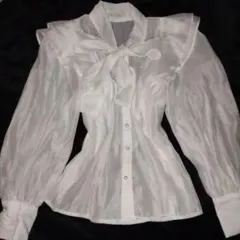 ホワイトリボン付きシースルーブラウス 量産型 ガーリー 清楚