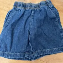 デニムブルー ハーフパンツ ゴムウエスト