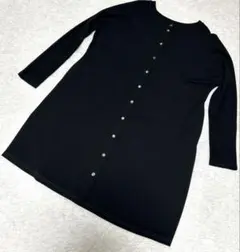 Cachetteカシェット前後2WAYロングカーディガン　ブラック&水玉