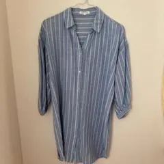 3can4on ストライプ柄 長袖シャツ ブルー