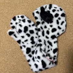 ヒョウ柄フェイクファー手袋型キャップ